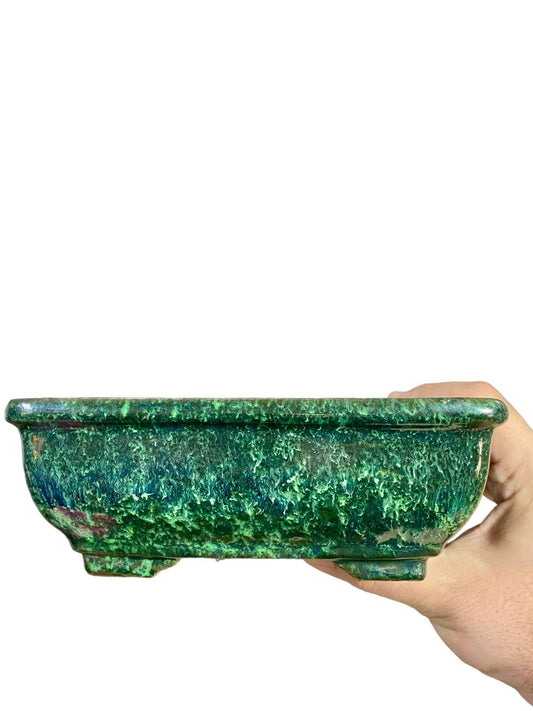 Shuho - Stellar Glazed Rectangle Bonsai Pot (7-3/16" wide)