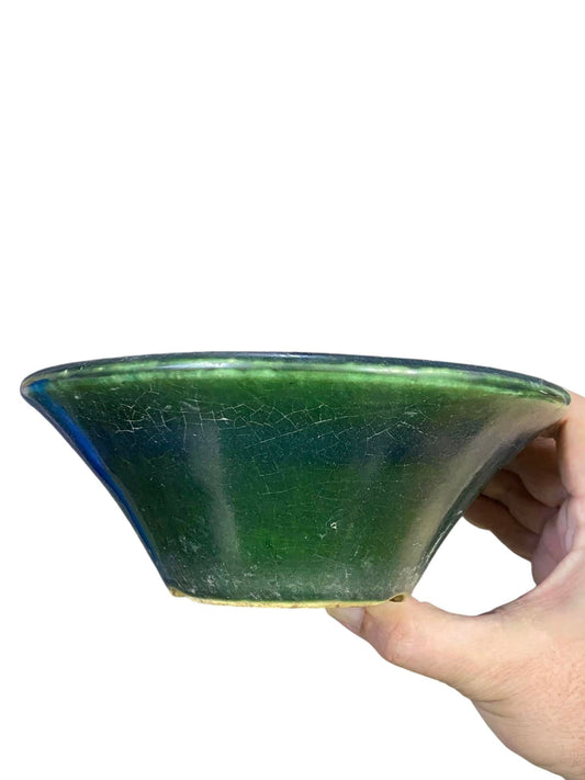 Mazan - Very Old Crackle Glazed Bowl Bonsai Pot (7-5/8" wide)