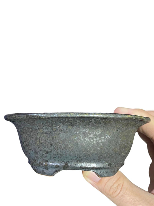 Shuho - Charcoal Glazed Oval Bonsai Pot (4-3/4" wide)