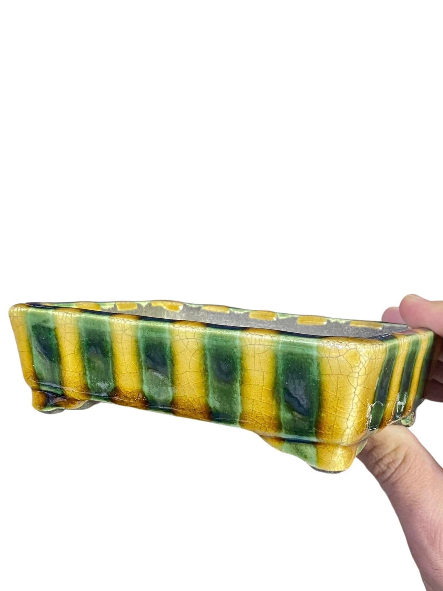 Satomi Terahata - Stunning Glazed Rectangle Bonsai Pot (5-7/8" wide)