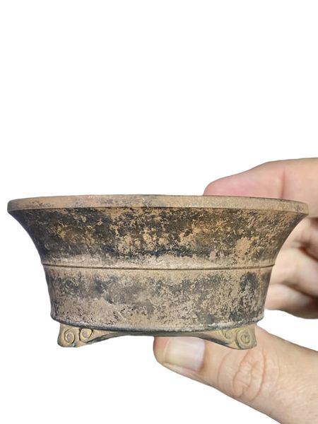 Tenryu Sekisen - Vintage Banded Bowl Bonsai Pot  (3-1/2" wide)