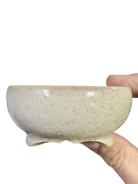 Isso - Stellar Crackle Glazed Bowl Bonsai Pot (3-1/4" wide)