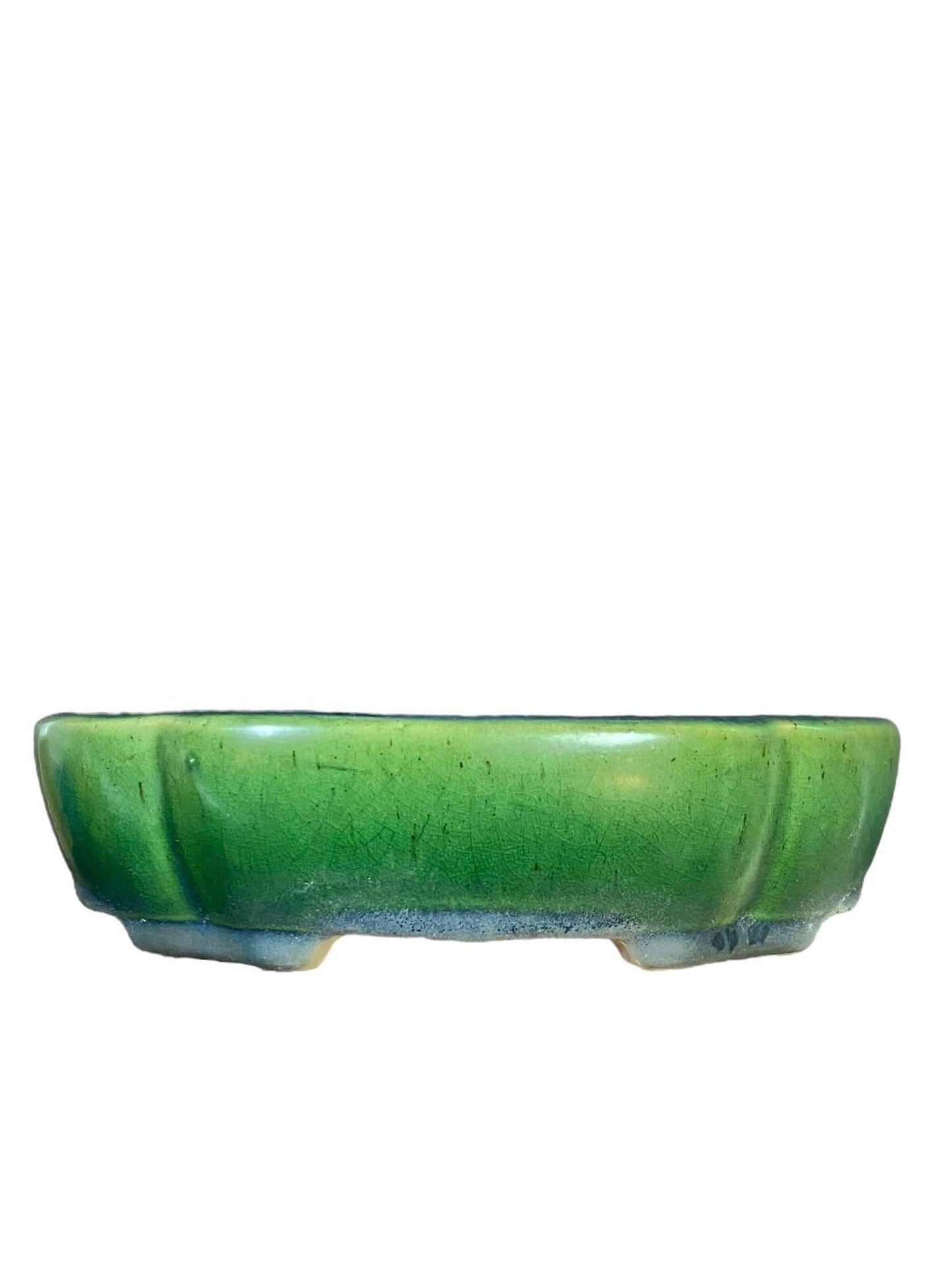 Youmei Kouchi - Stellar Crackle Glazed Mokko Shaped Bonsai Pot (7-3/8" wide)