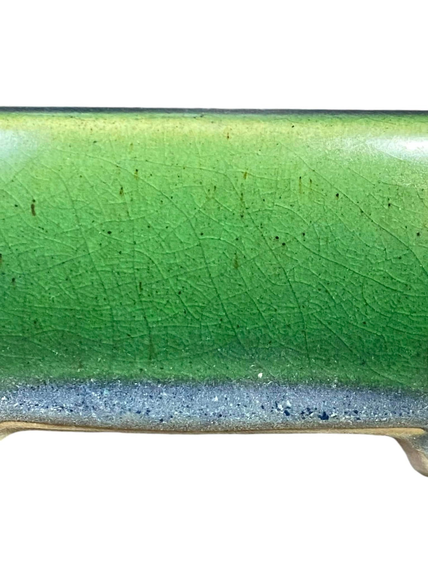 Youmei Kouchi - Stellar Crackle Glazed Mokko Shaped Bonsai Pot (7-3/8" wide)