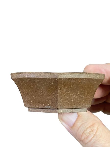 Japanese - Old Unglazed Mame Hexagon Bonsai Pot (2-11/16" wide)