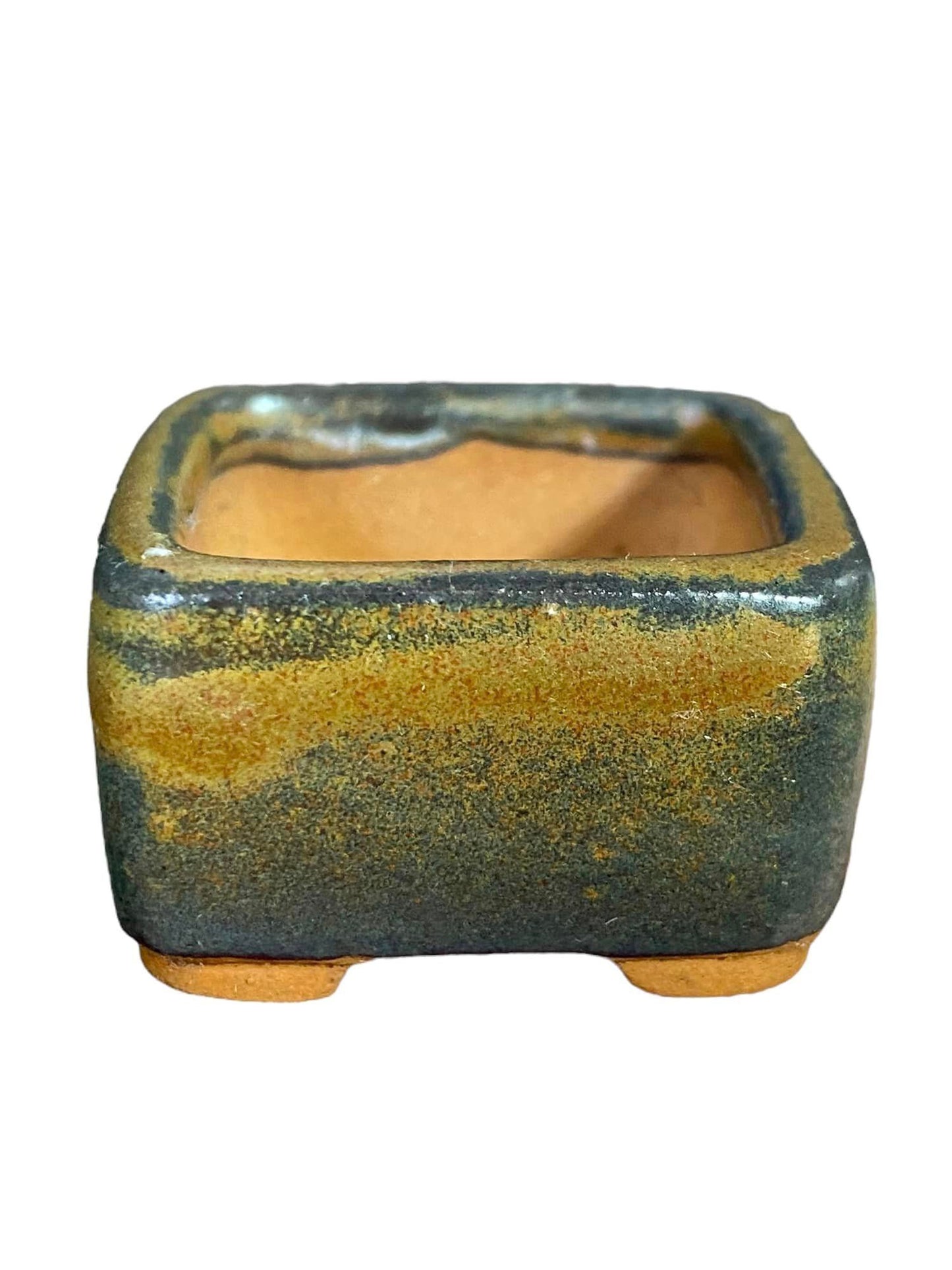 Japanese - Glazed Mame Square Bonsai Pot (1-3/8" wide)