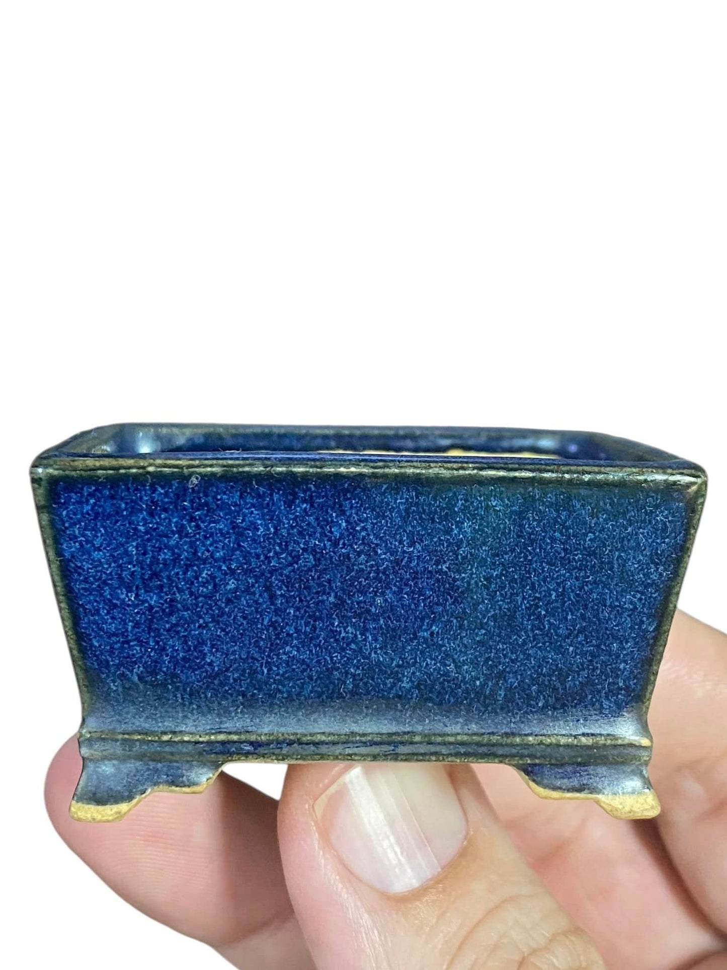 Bikoh - Namako Mame Glazed Rectangle Bonsai Pot (2-1/4" wide)