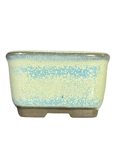 Japanese - Mame Glazed Footed Rectangle Bonsai Pot (1-7/8" wide)