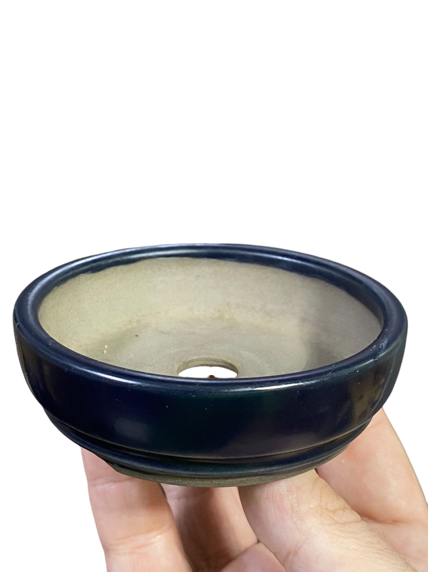 Kousen - Ruri Blue Glazed Bowl Bonsai Pot (3-11/16" wide)