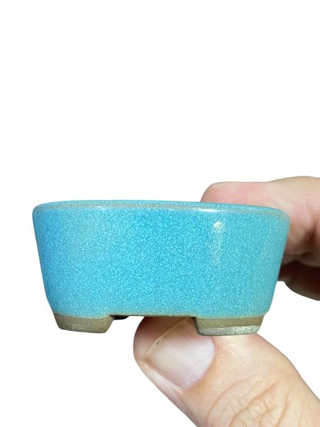 Japanese - Mame Glazed Footed Oval Bonsai Pot (2-1/8” wide)