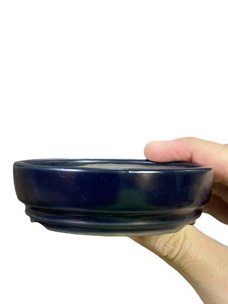 Kousen - Ruri Blue Glazed Bowl Bonsai Pot (3-11/16" wide)