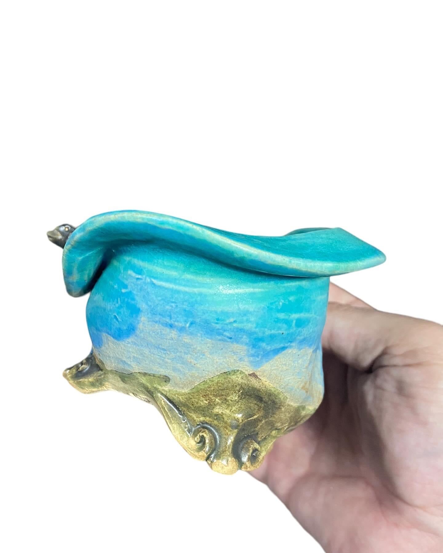 Masashi - Frog on Floppy Bonsai or Accent Pot (6-1/4” wide)