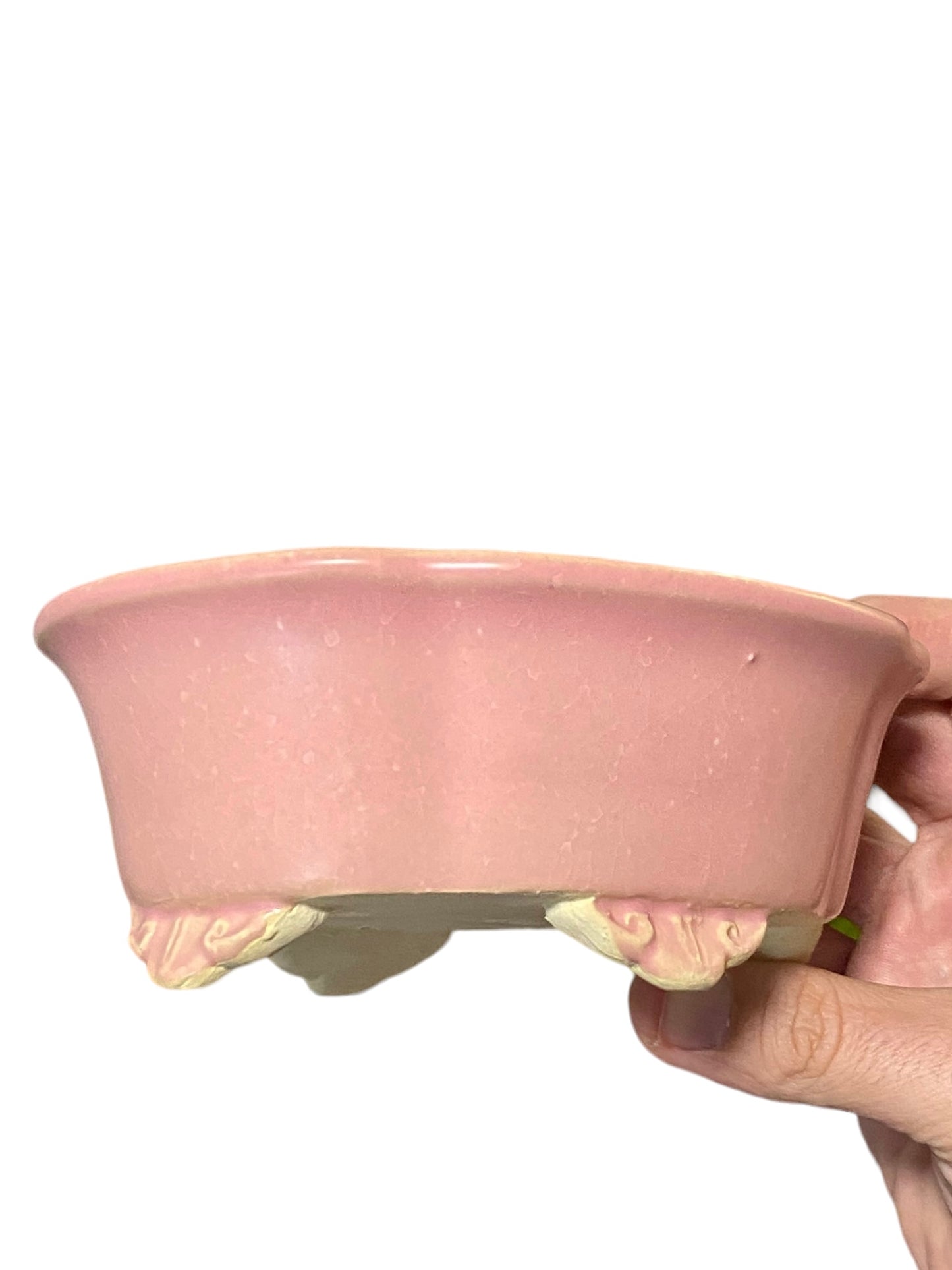 Shibakatsu - Glazed Pink Mokko Style Bonsai Pot