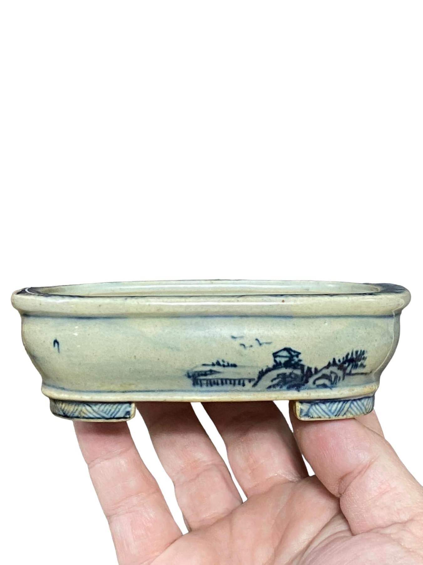 Vintage Chinese - Rare Hand Painted Scenic Bonsai Pot (5" wide)