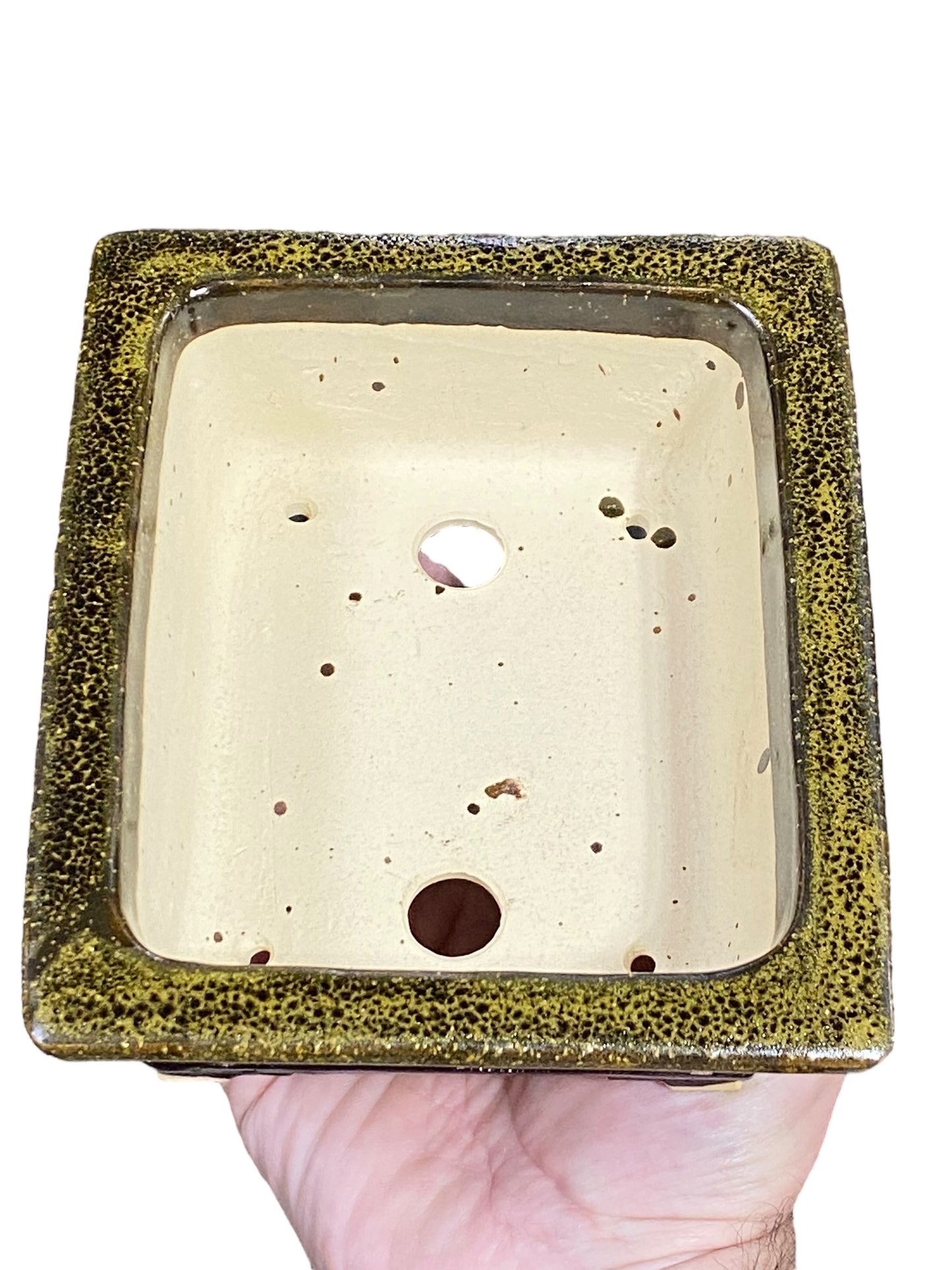 Fukuda Keiun - Triple Layered Glaze Rectangle Bonsai Pot