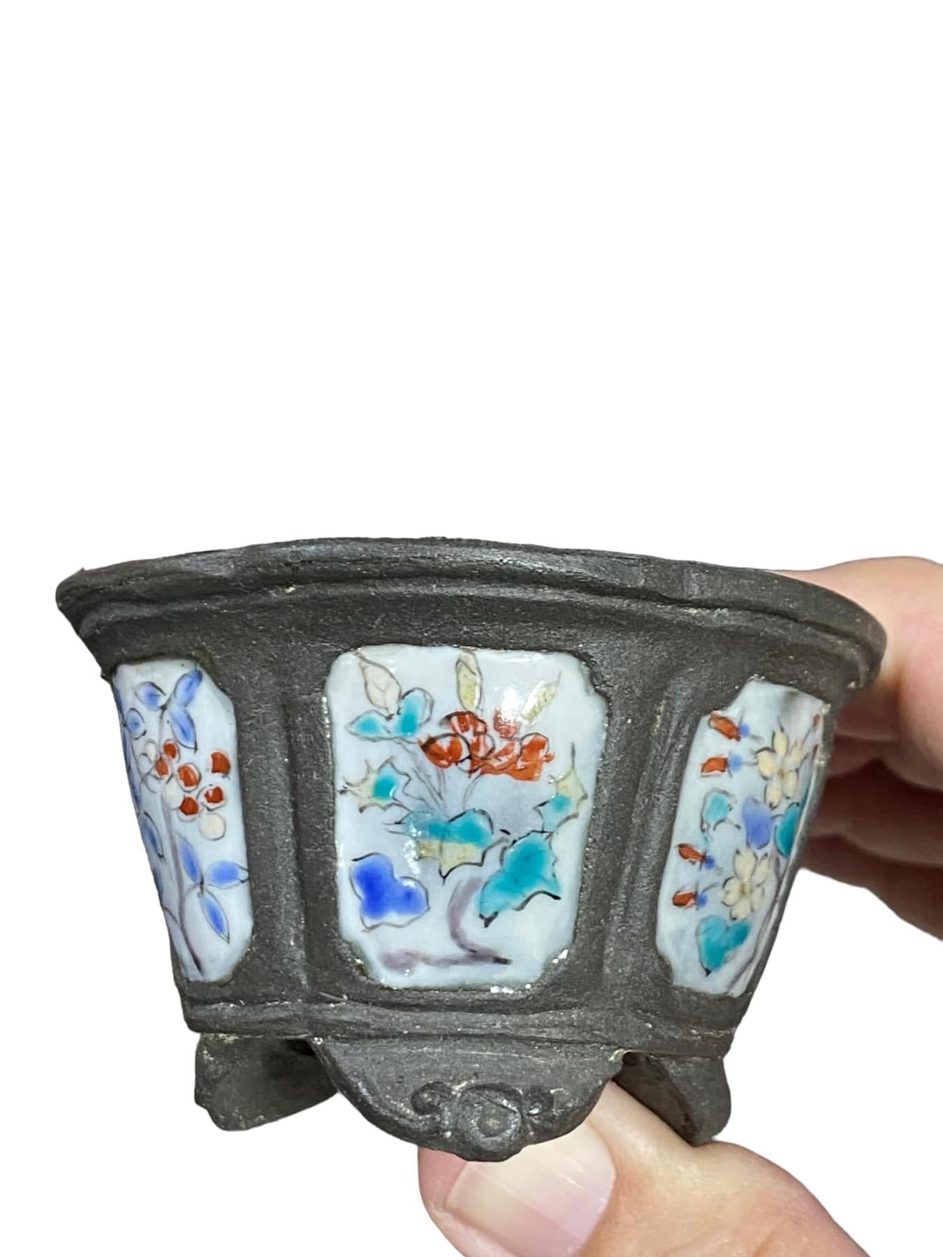 Kutani Houzan - Old Hand Painted Bonsai Pot (2-15/16” wide)