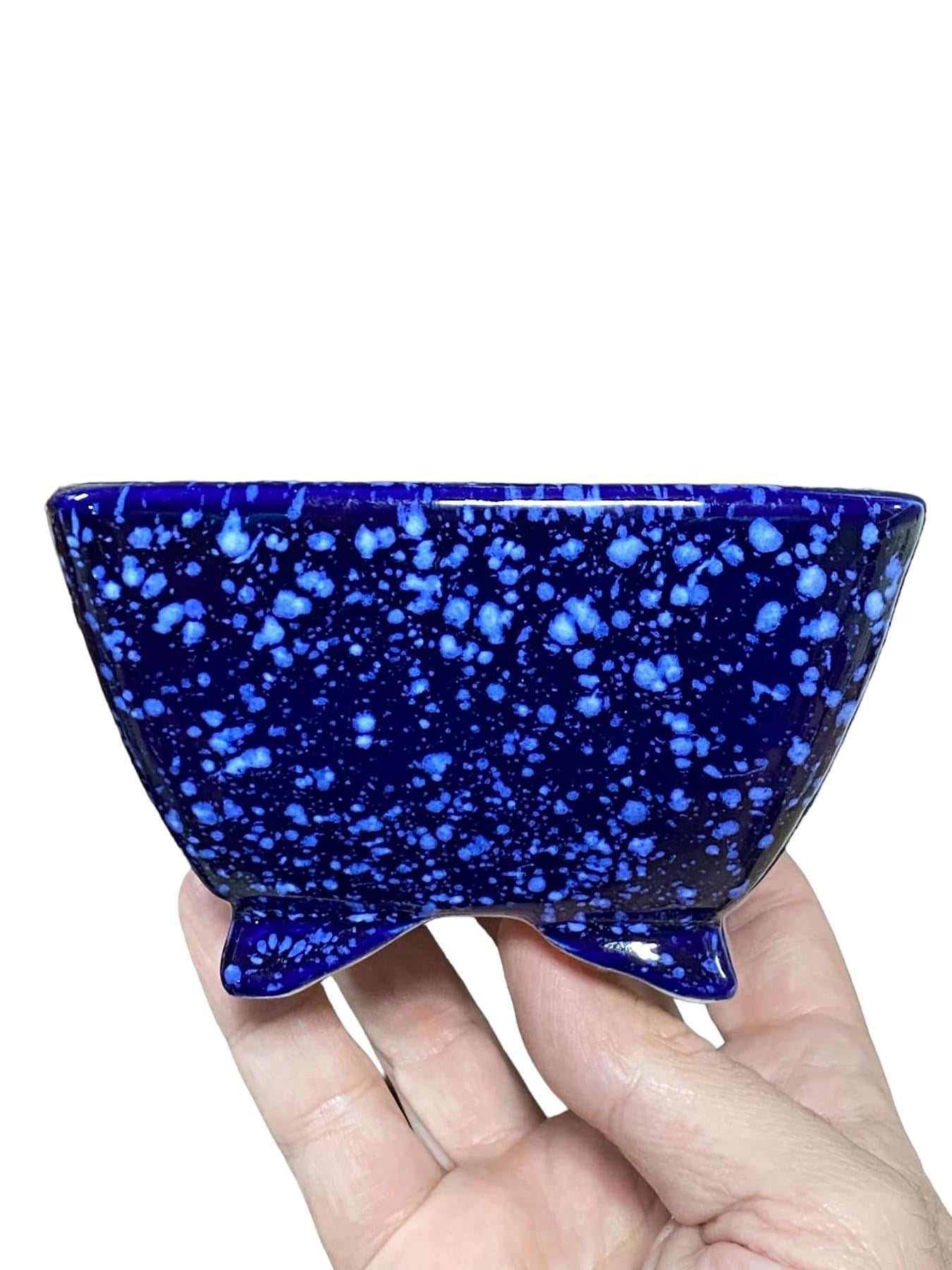 Koyo - Blue & White Glazed Square Style Bonsai Pot