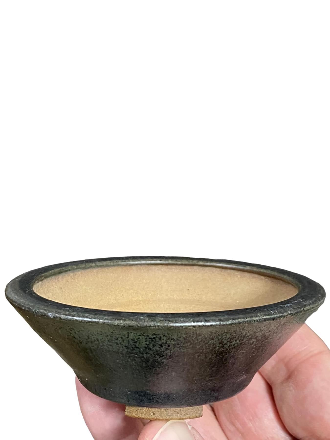 Koho - Rare Forest Green Glazed Bonsai Pot (3-3/4" wide)