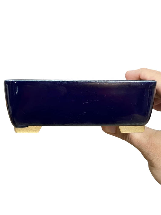 Maruto - Deep Blue Glazed Rectangle Bonsai Pot (5-5/8" wide)