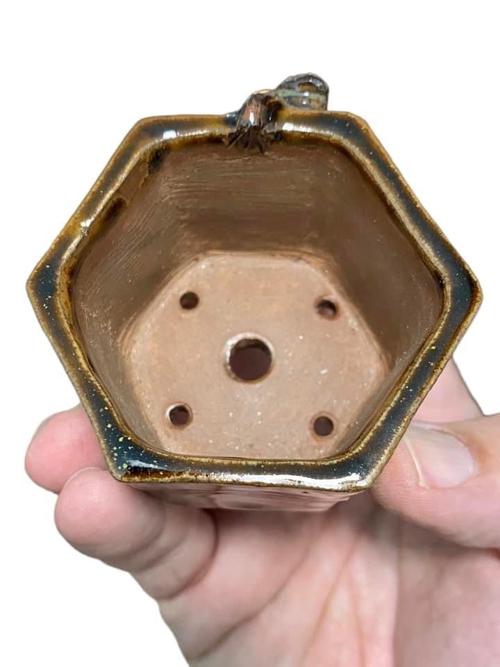 Takudo - Glazed Frog Mame Bonsai or Accent Pot