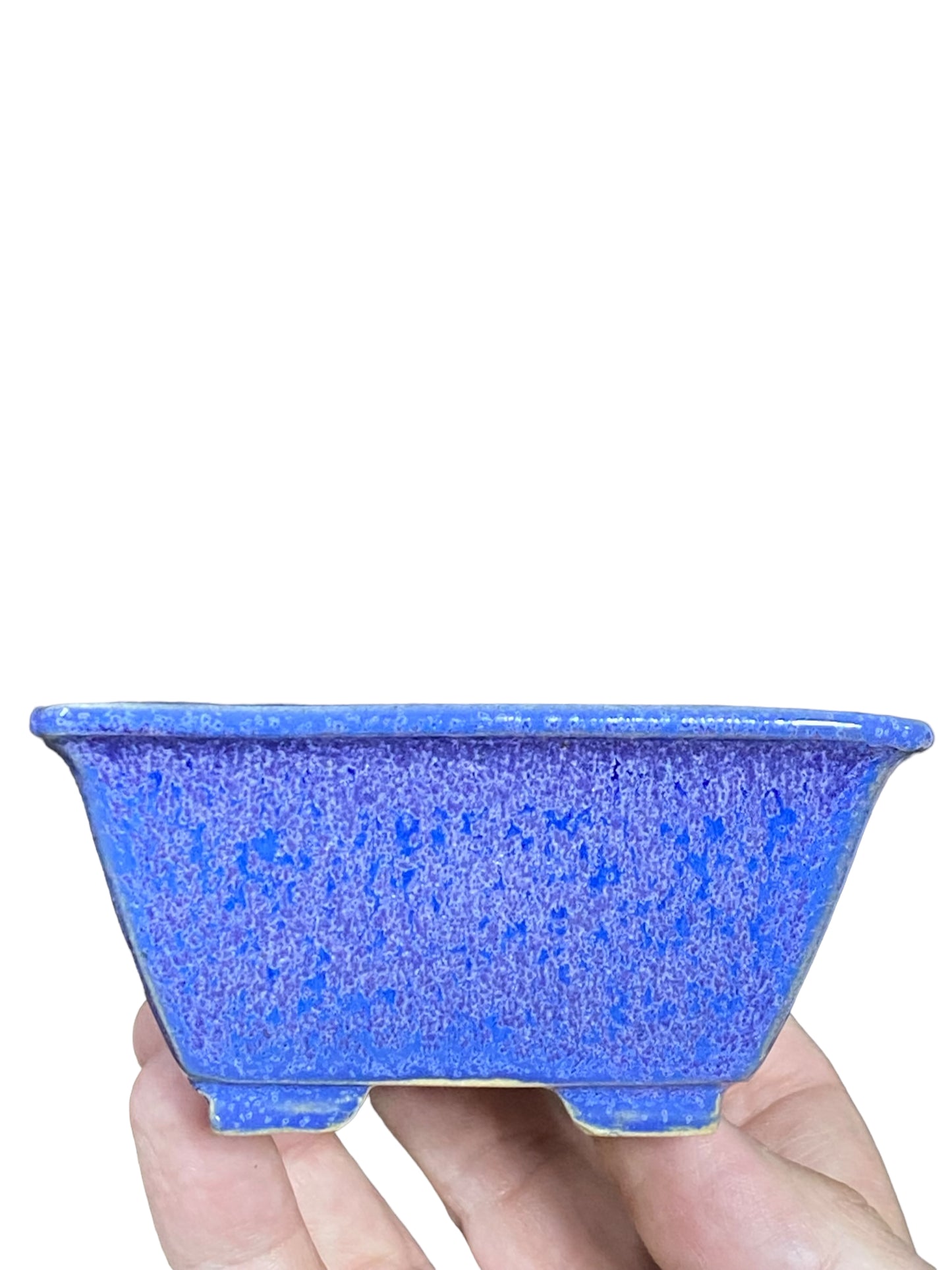 Eimei - Lovely Glazed Rectangle Bonsai Pot (4-7/8" wide)