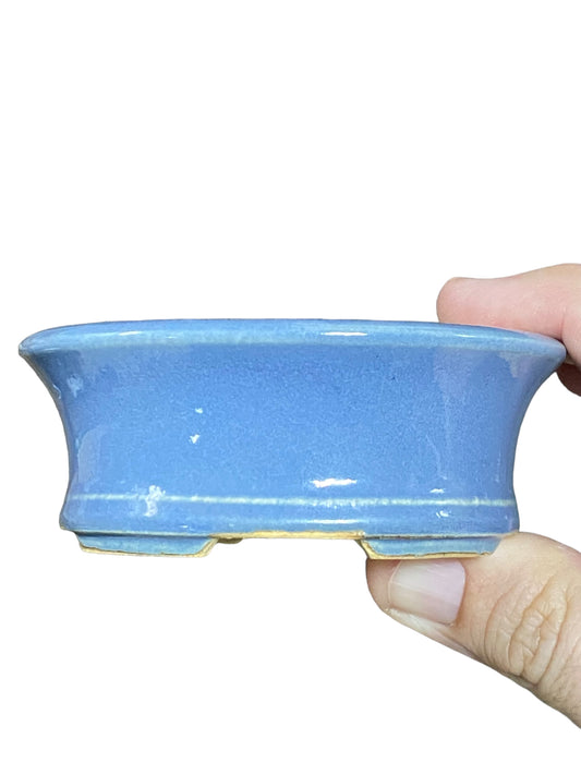 Eimei - Light Blue Glazed Oval Bonsai Pot