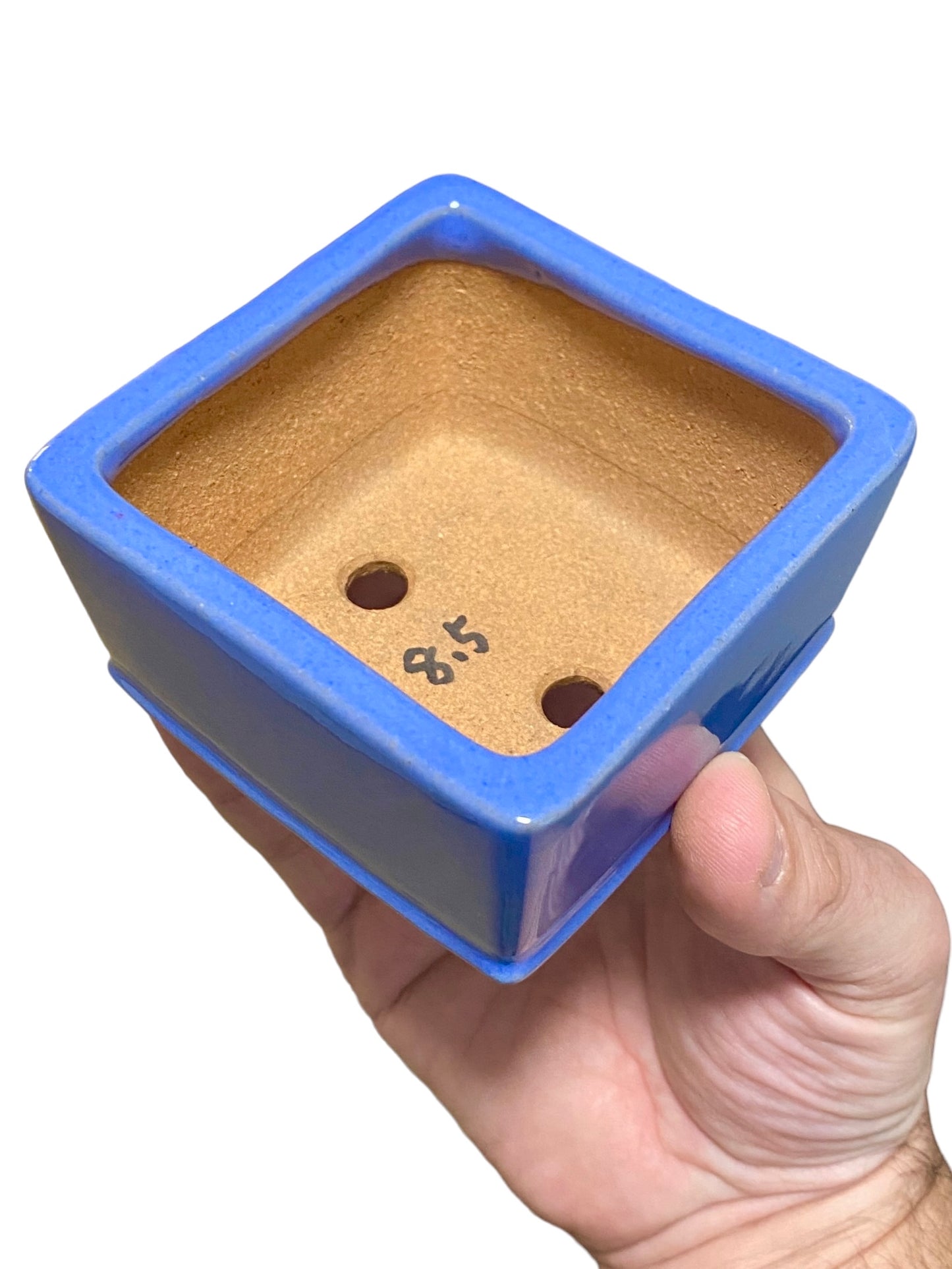 Ikko - Blue Glazed Square Style Bonsai or Accent Pot