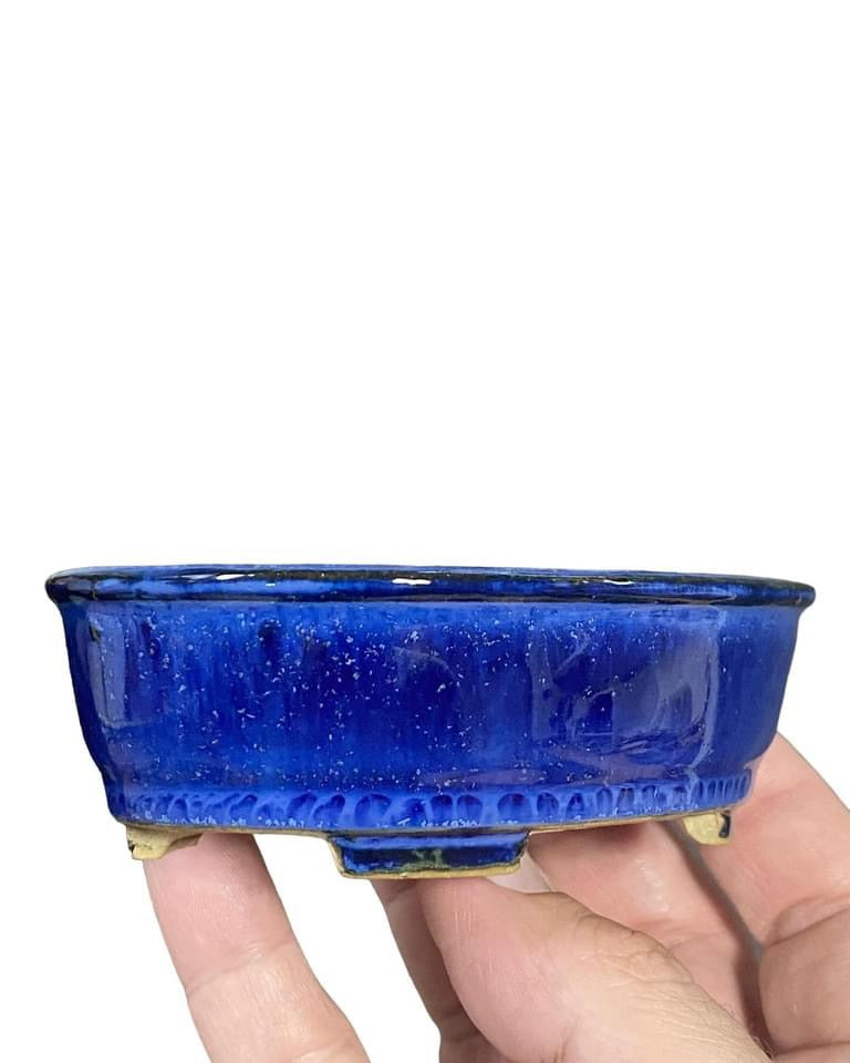 Shibakatsu - Stunning Namako Blue Glazed Bonsai Pot (4-1/4” wide)