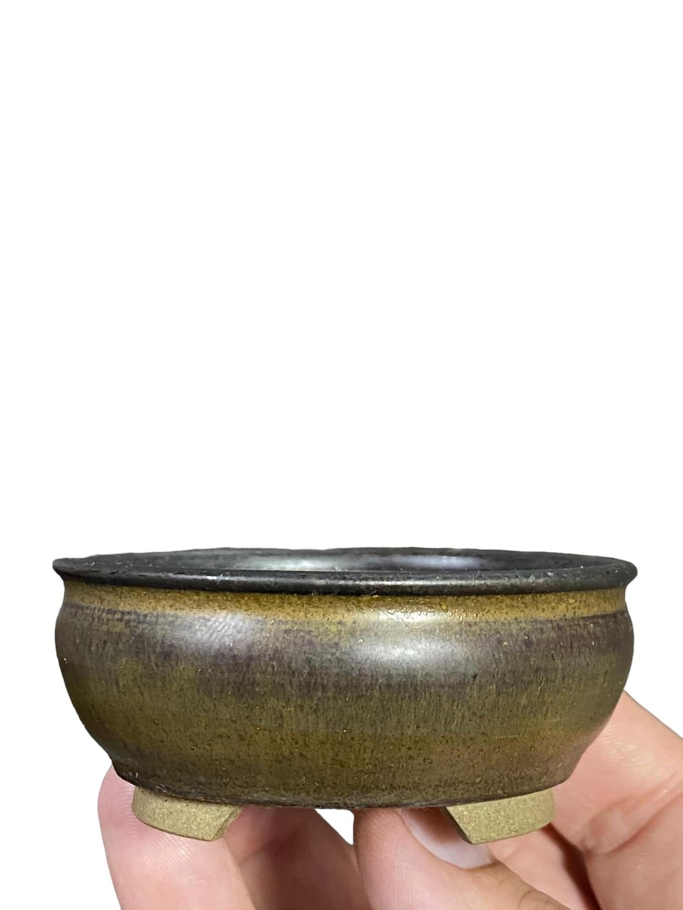 Deiju - Beautiful Atypical Glazed Bonsai Pot (2-15/16” wide)