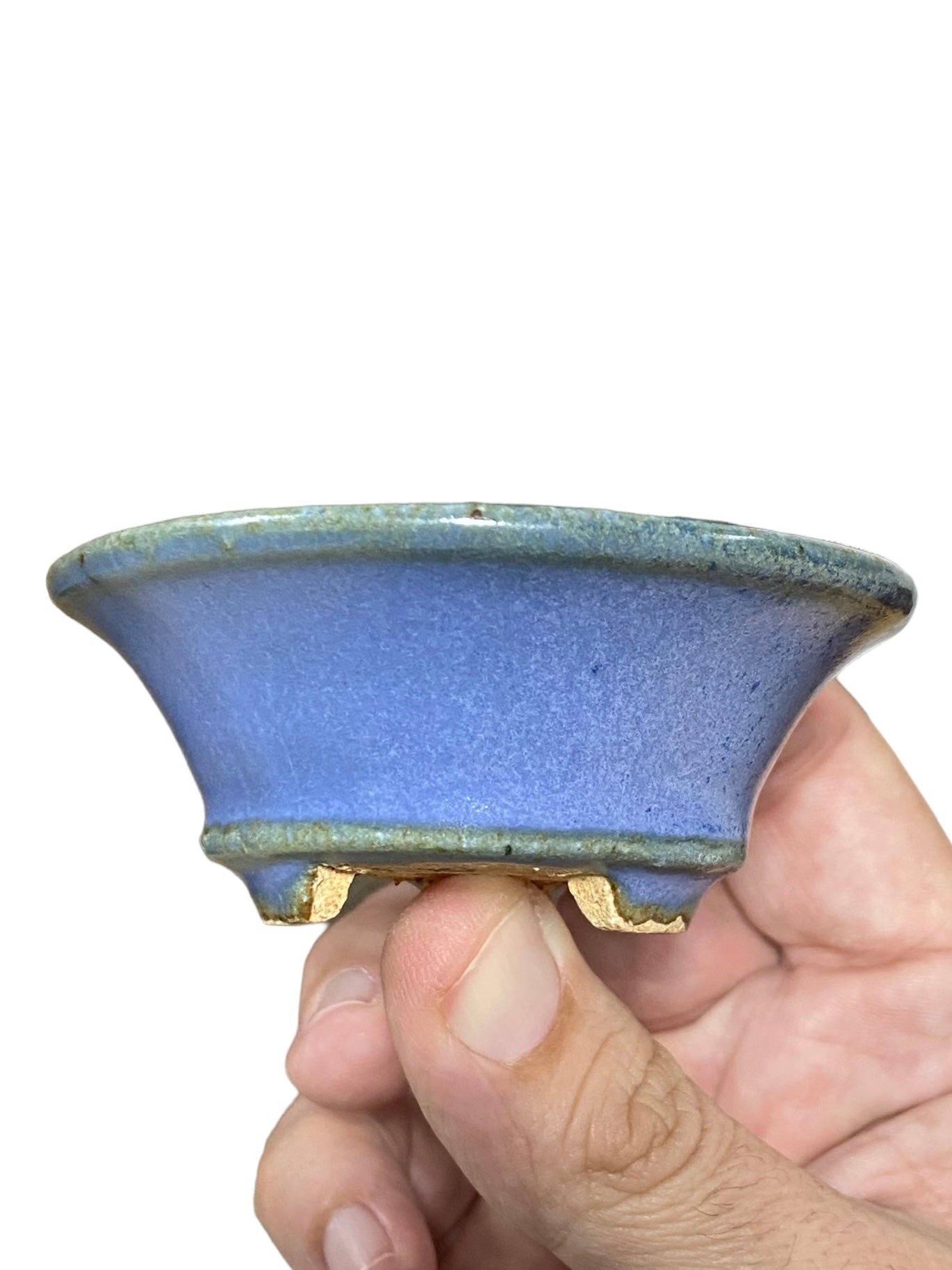 Hattori - Rare Periwinkle Footed Round Bonsai Pot