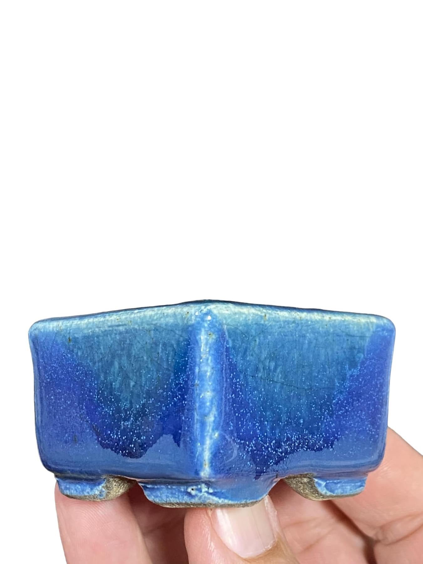 Satomi Terahata - Multi Blue Shade Glazed Bonsai or Accent Pot (2-7/32” wide)