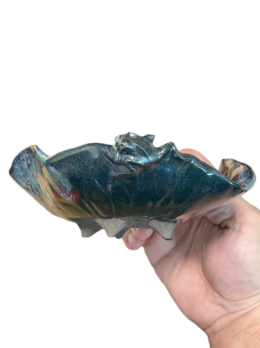 Masashi - Frog on a Glazed Bowl Bonsai or Accent Pot