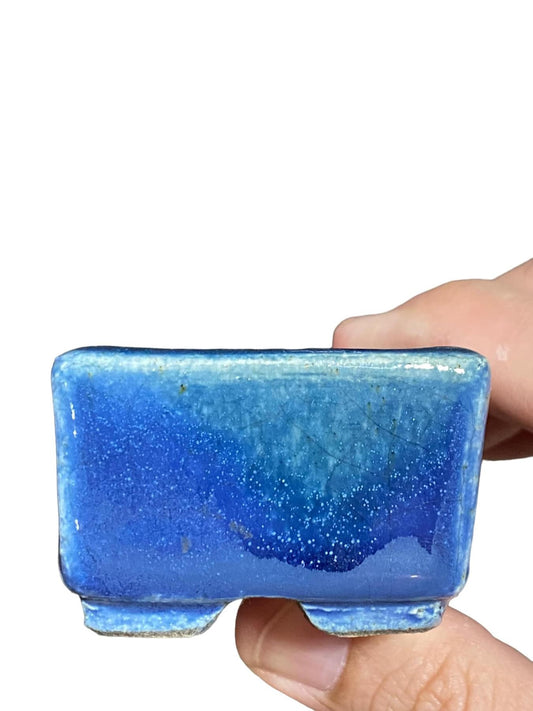 Satomi Terahata - Multi Blue Shade Glazed Bonsai or Accent Pot (2-7/32” wide)
