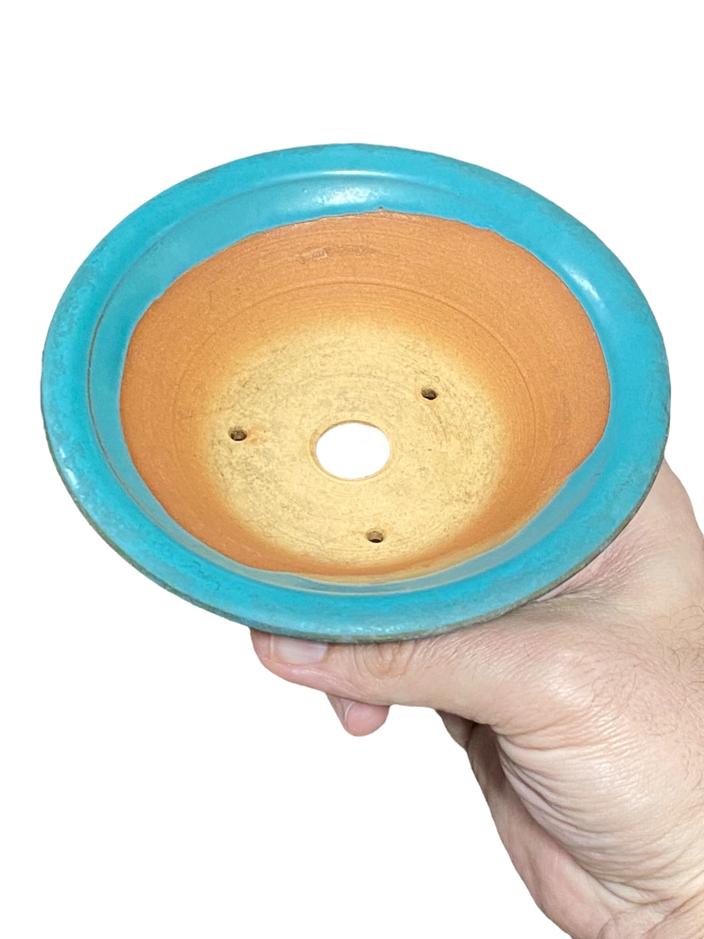 Bigei - Rare Teal Glazed Bowl Style Bonsai Pot