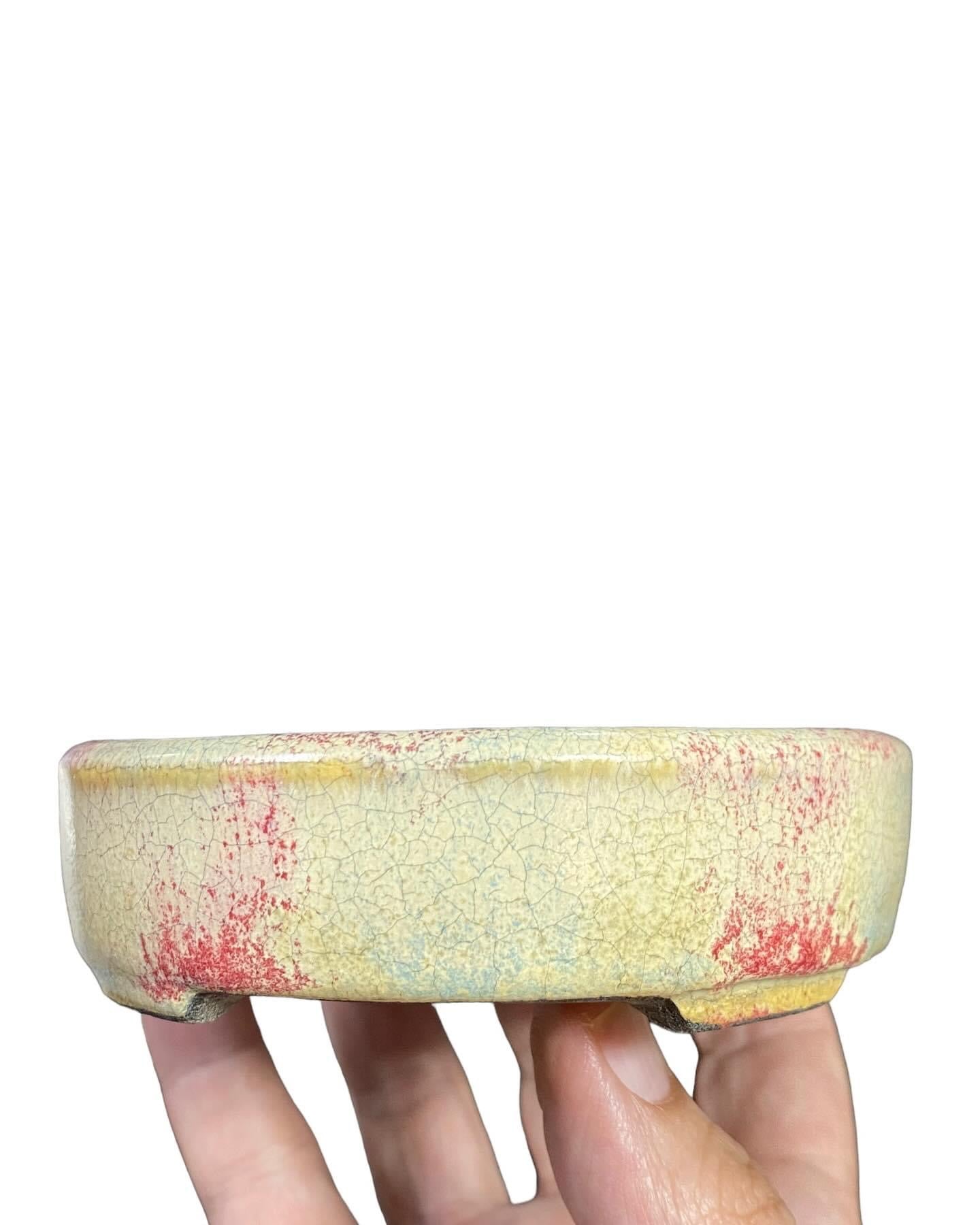 Satomi Terahata - Multicolored Glazed Bonsai Pot (5-1/2” wide)