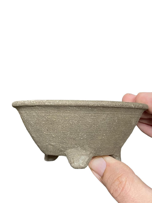 Heian Kosen - Unglazed Footed Round Bonsai Pot