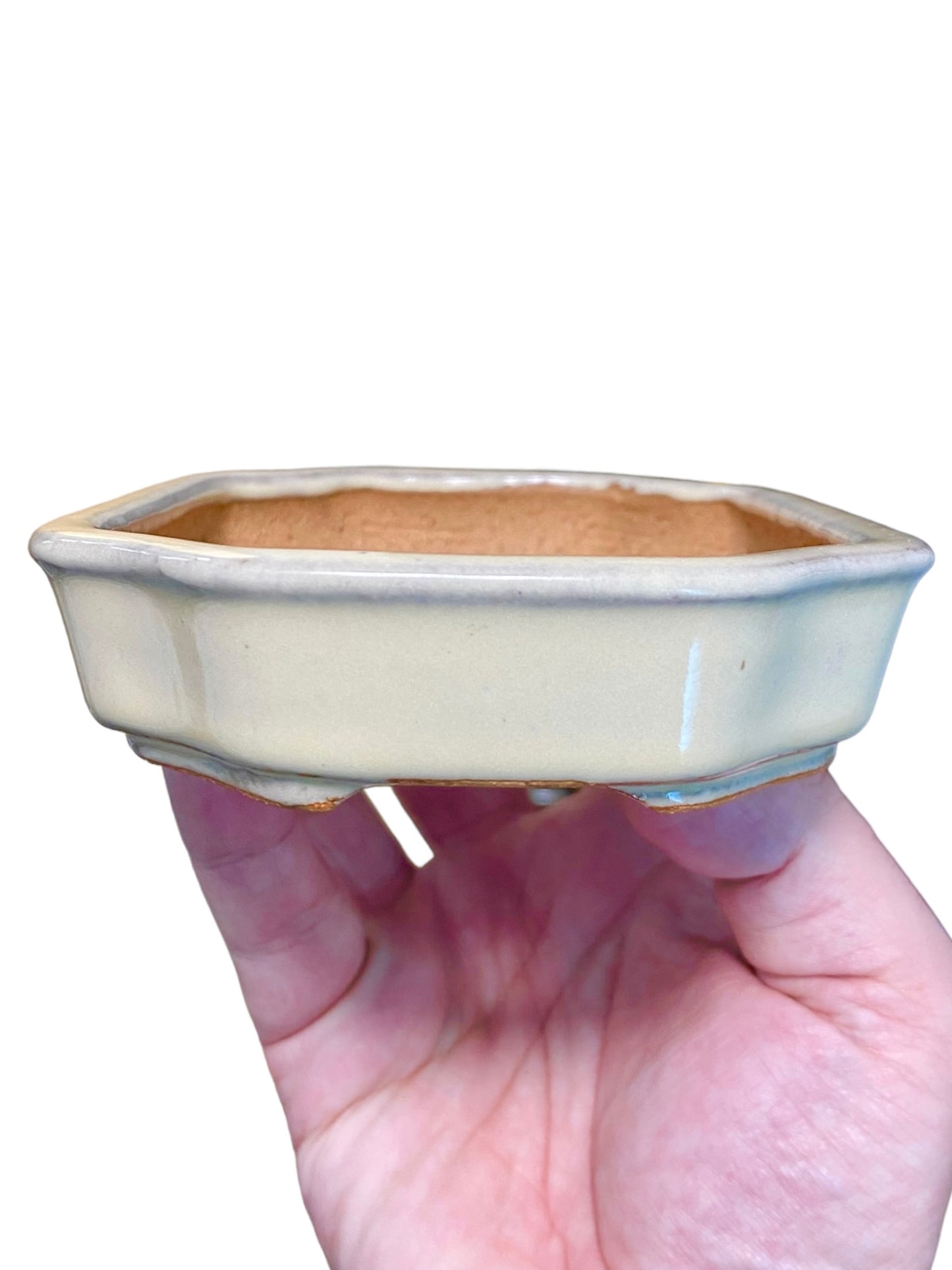 Ikko - Cream Glazed Mokko Style Bonsai or Accent Pot
