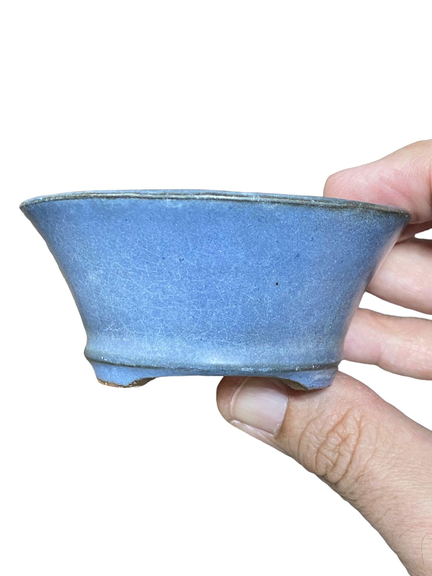 Ikegami - Lovely Glazed Footed Round Bonsai Pot