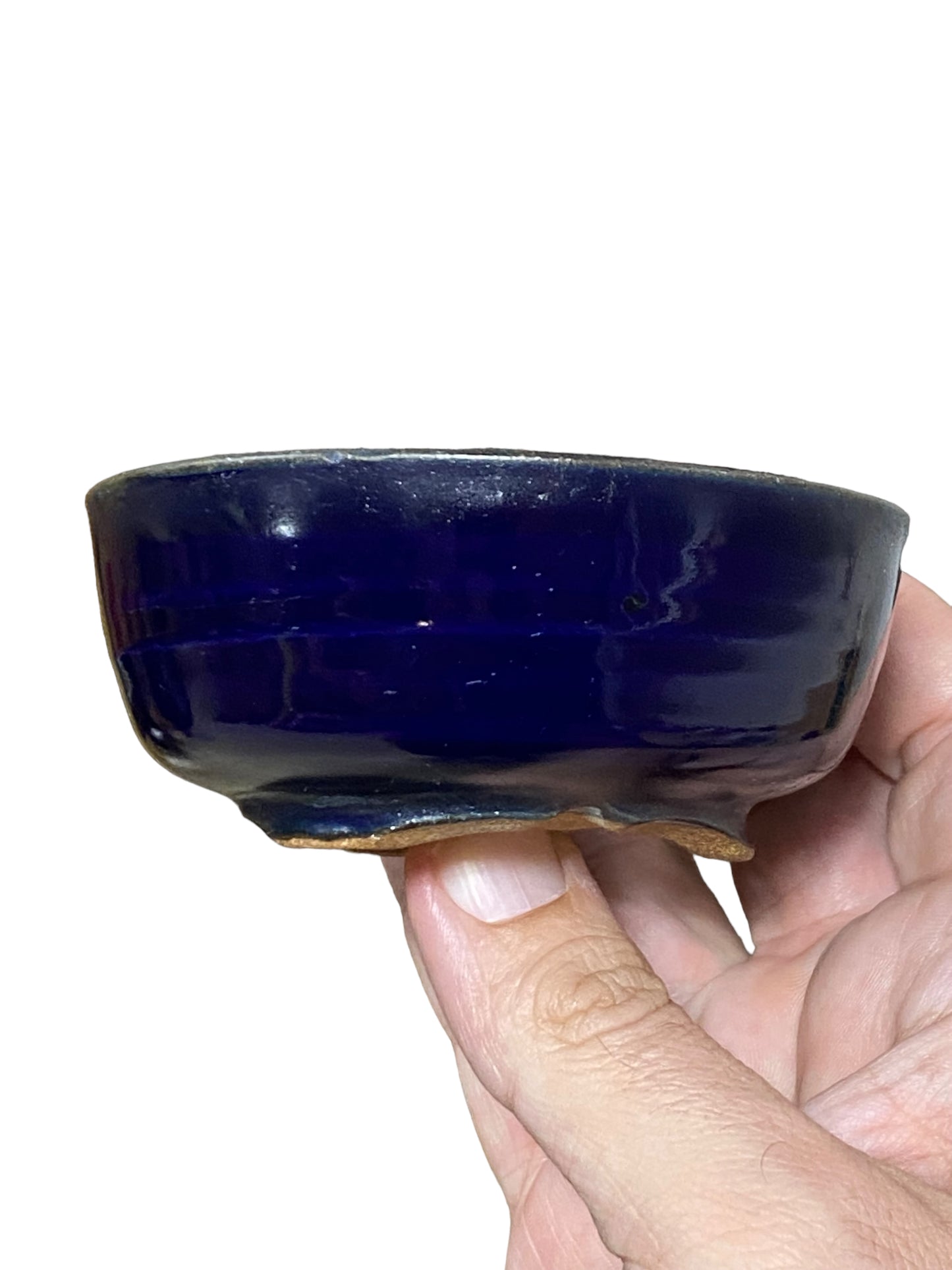 Isso - Ruri Blue Glazed Bowl Bonsai or Accent Pot (3-3/4" wide)