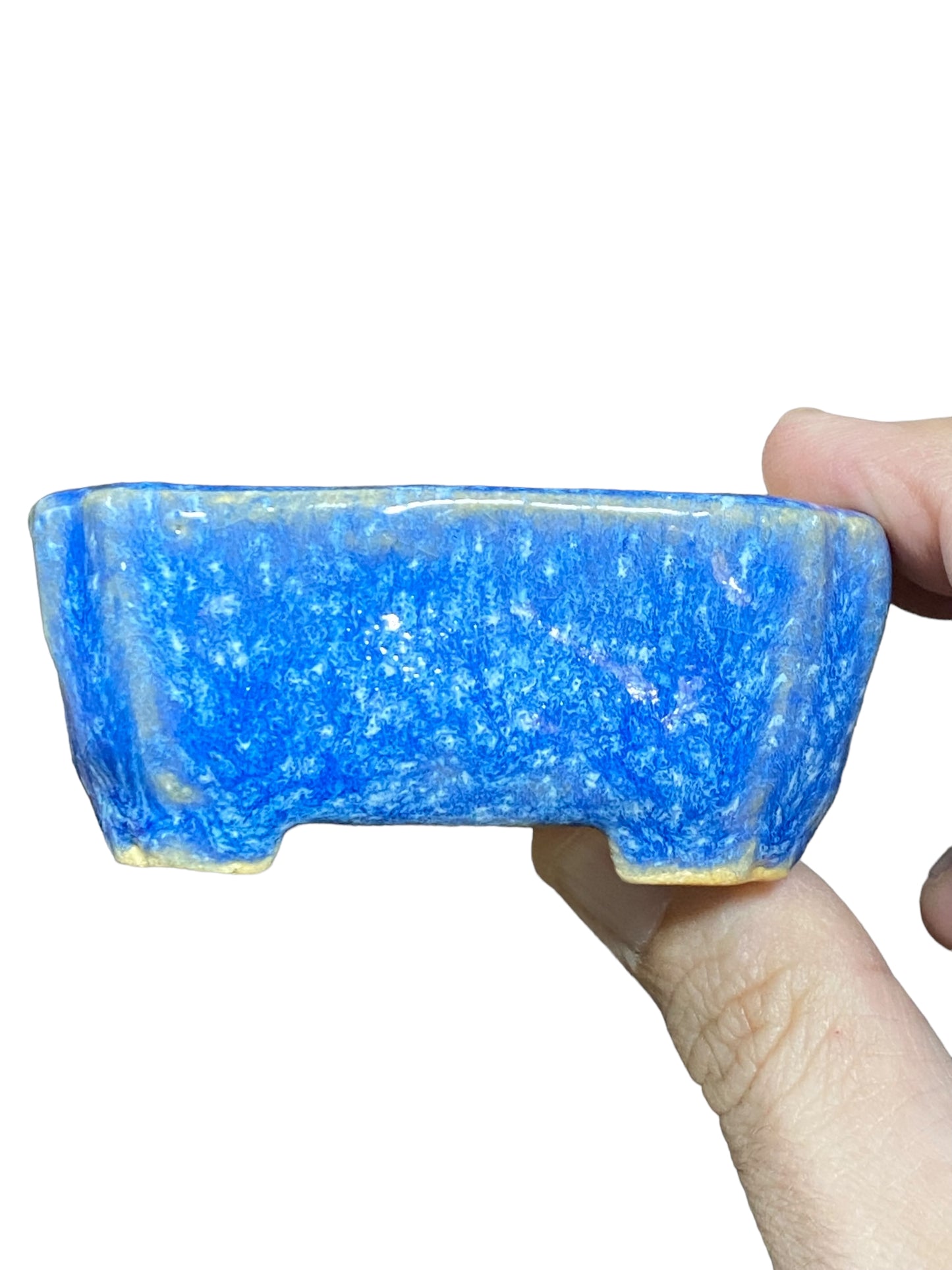 Zyubei - Stunning Blue Glazed Mame Rectangle Bonsai Pot