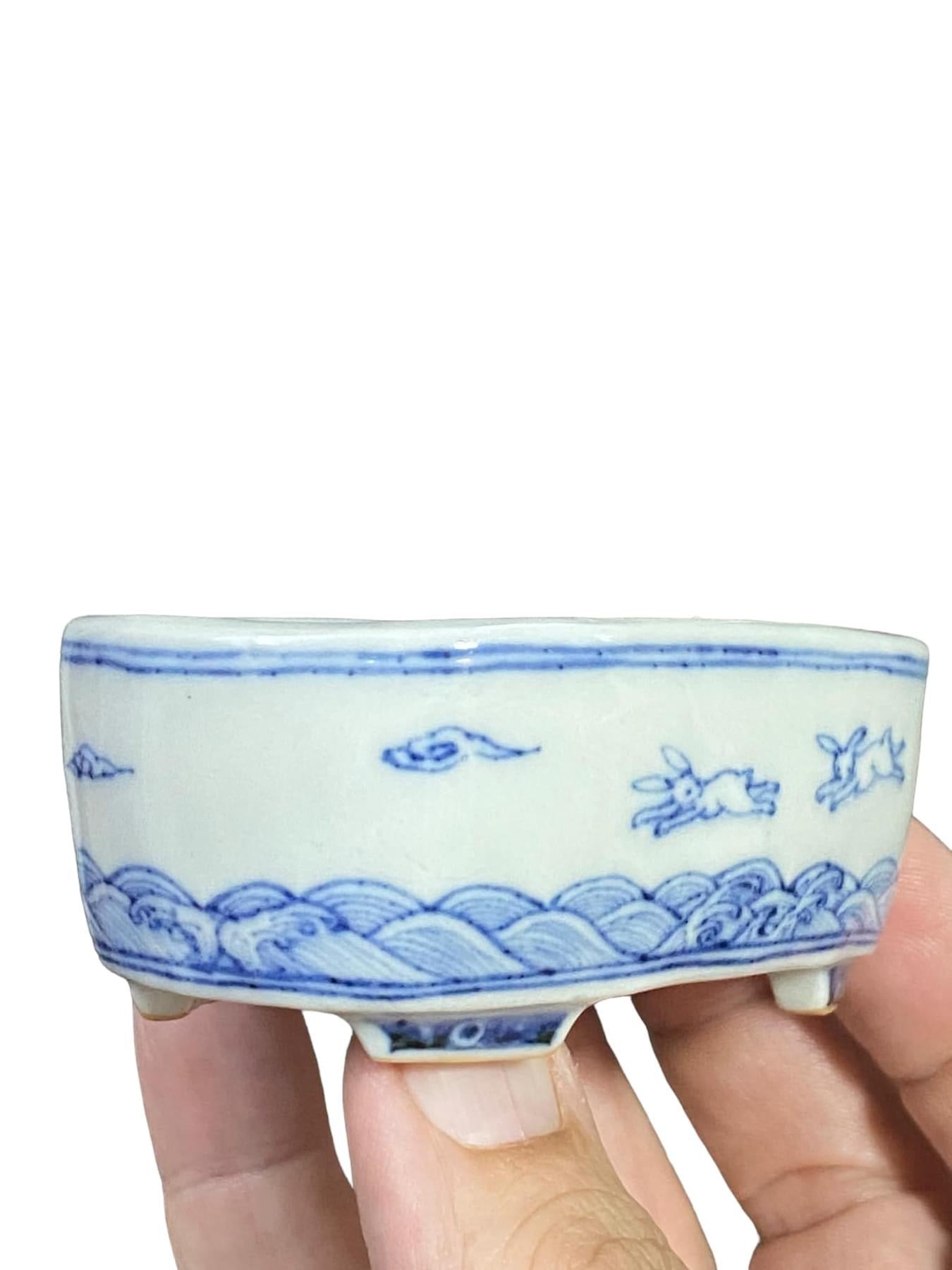 Kutani - Hand Painted Oval Bonsai Pot (3-7/16” wide)