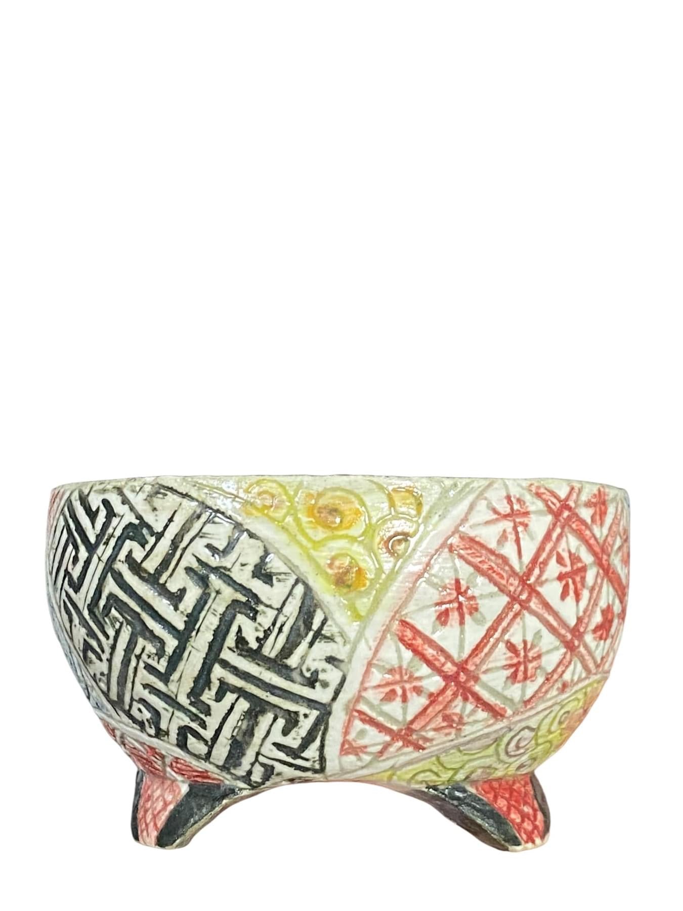Eisetu - Very Unique Painted Bowl Bonsai Pot (2-15/16” wide)