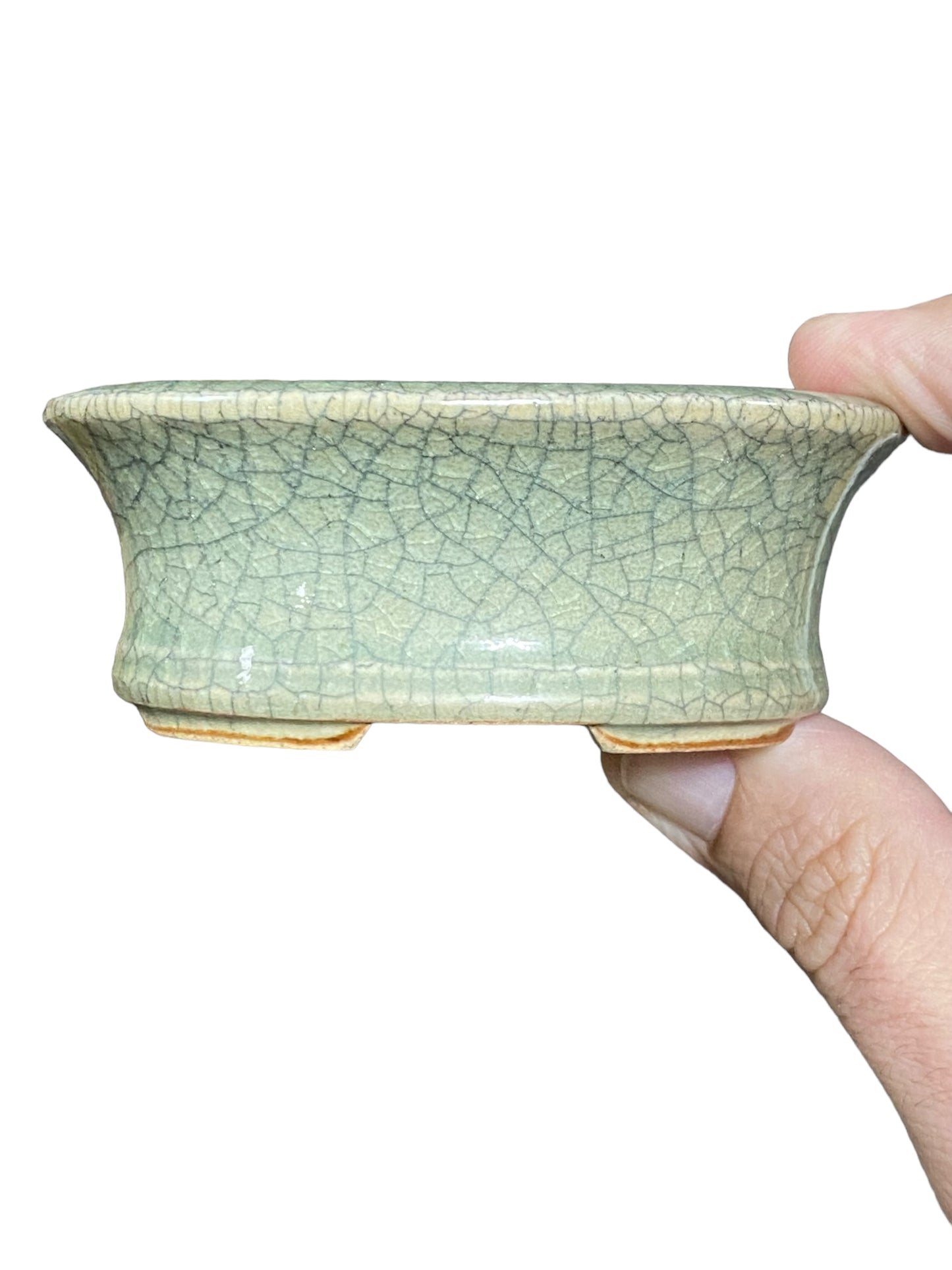 Eimei - Beautiful Crackle Glazed Bonsai Pot (3-9/16" wide)