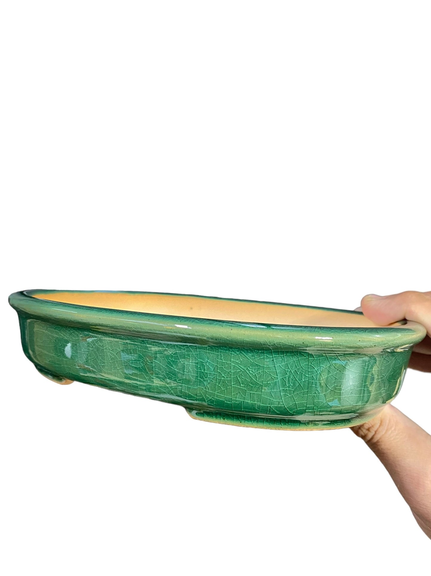 LoveBonsai Glazed Green Oval Bonsai Pot (8-1/2” wide)