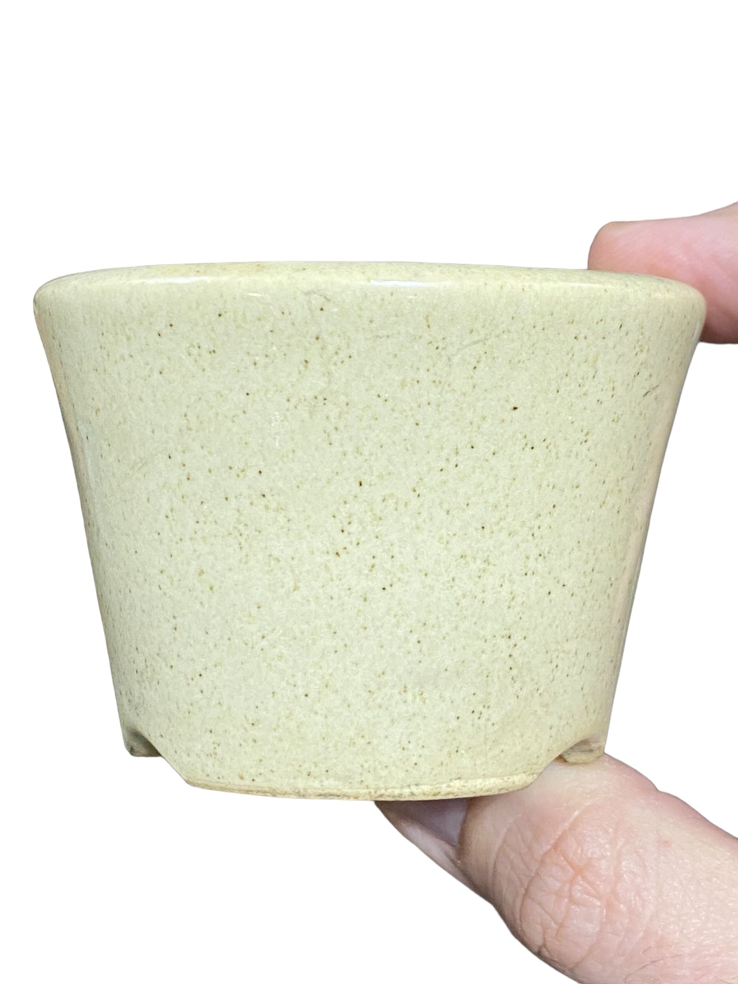 Bikoh - Cream Glazed Mame Round Bonsai Pot