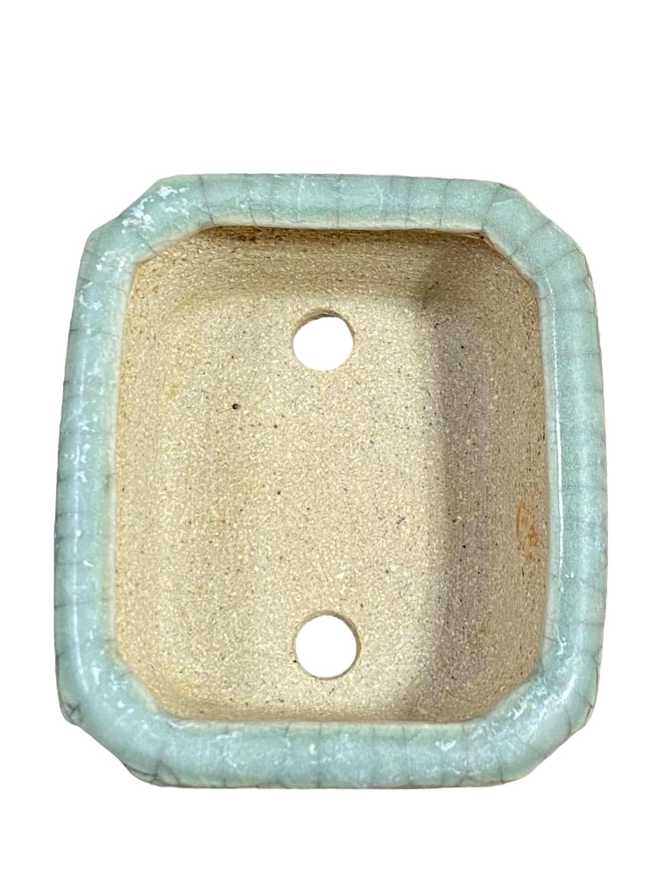 Eimei - Stellar Crackle Glazed Bonsai Pot with Patina (2-3/8” wide)