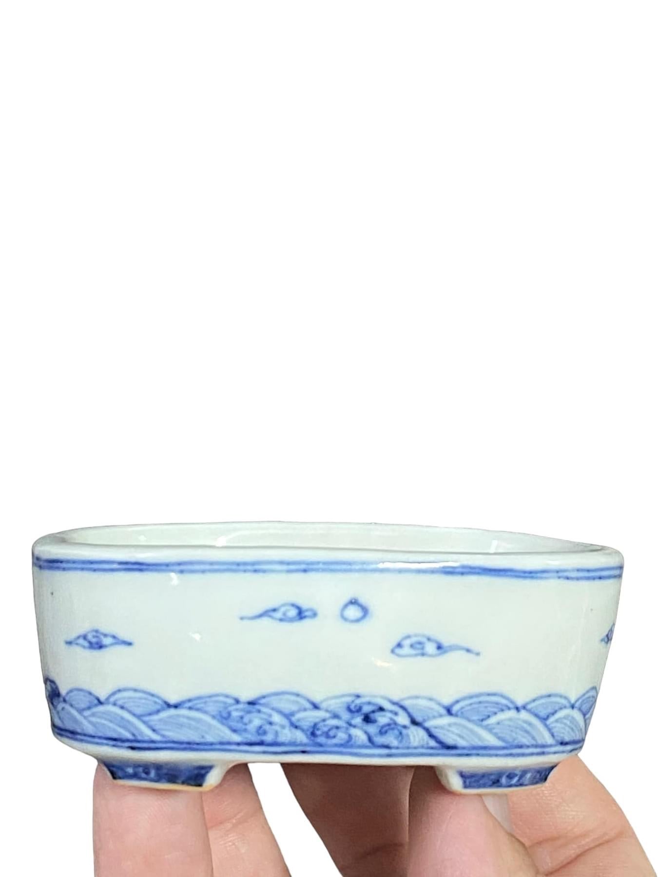 Kutani - Hand Painted Oval Bonsai Pot (3-7/16” wide)