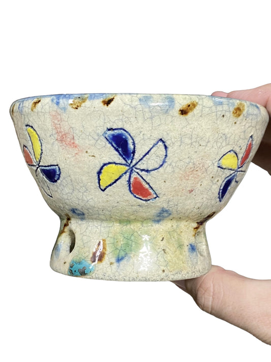 Bunzan - Large Crackle Glazed Round Bowl Bonsai or Accent Pot