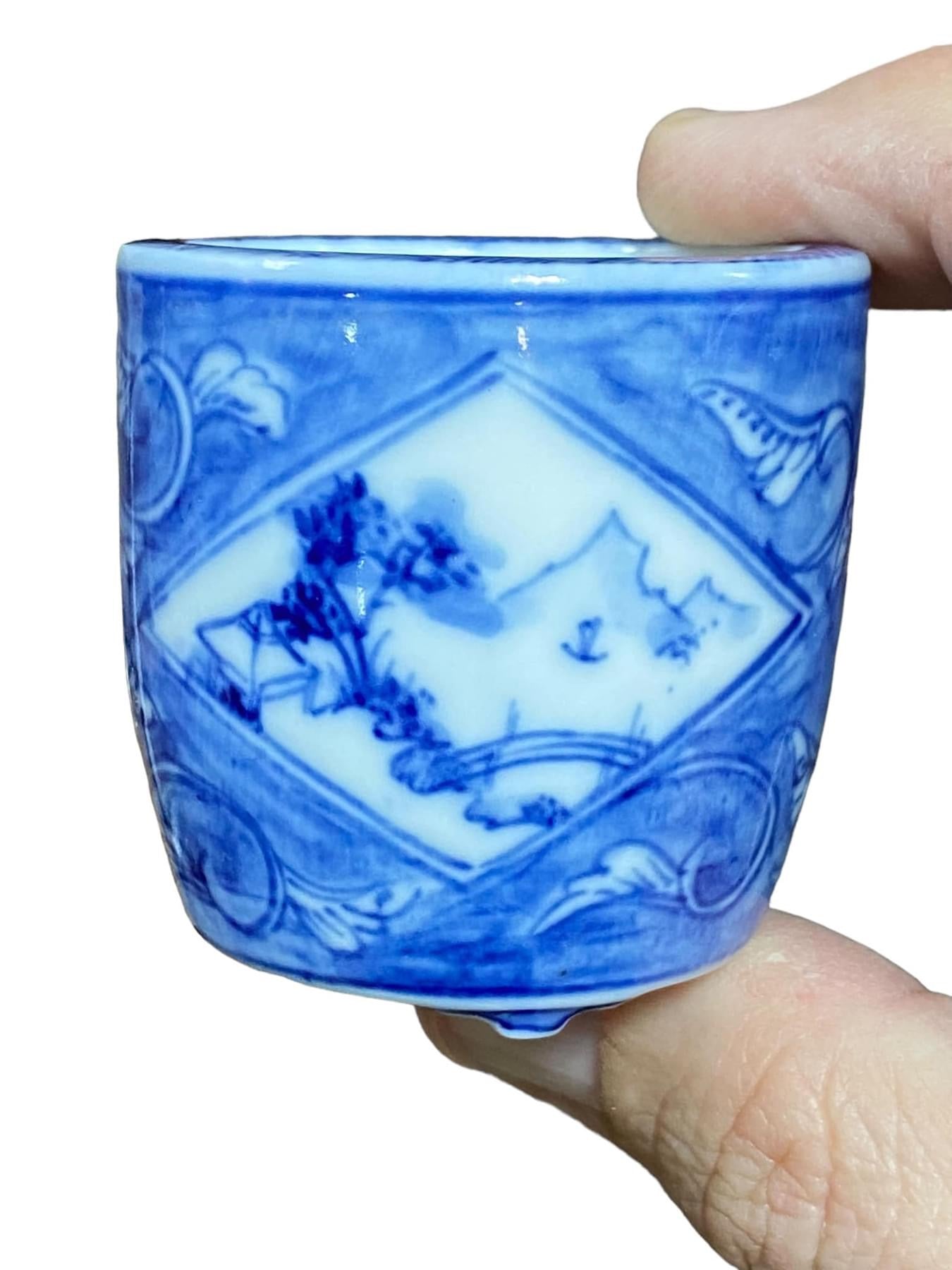 Setsuzan - Painted Mame Semi-Cascade Bonsai Pot
