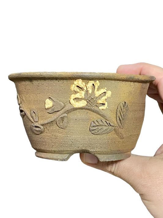 Tamba Tachikui-ware - Flowering Vine Bonsai or Accent Pot (4-7/8" wide)